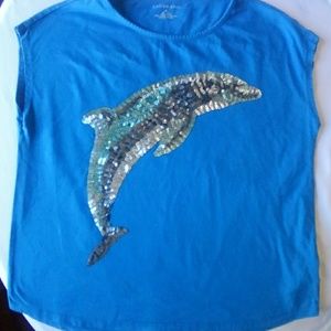 Girls plus size dolphin sequin shirt (10/12+)